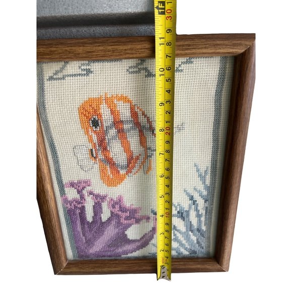 Tropical Fish Needlepoint Cross Stitch Frames Vintage Exotic 9x11 - Picture 5 of 5